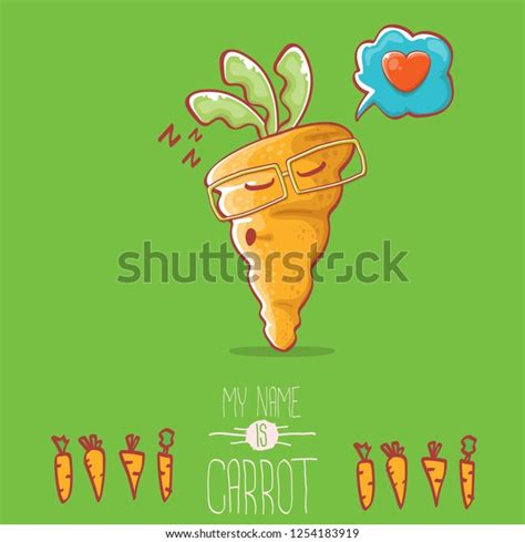 Vector Funny Cartoon Cute Carrot Character เวกเตอร์สต็อก ปลอดค่า