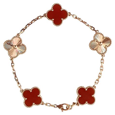 Van Cleef And Arpels Carnelian Guilloch Vintage Alhambra Motifs