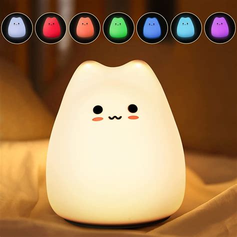 Led Cat Night Light For Kids Cute Nursery Color Changing Kids Night