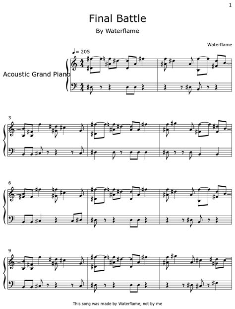 Final Battle Sheet Music For Piano