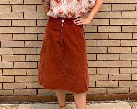 70s Vintage Brown Corduroy Skirt Etsy