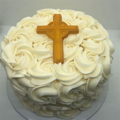 First Communion Rosette And Cross Cake R025 Nonna Randazzos Bakery