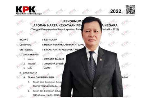 Inilah Daftar Harta Kekayaan Anggota Dpr Ri Edward Tannur Dalam Bentuk