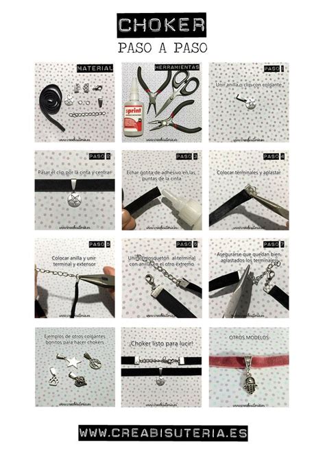 The Instructions For Making Choker Necklaces With Scissors And Other