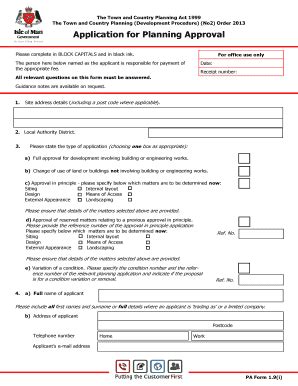 Fillable Online Gov Application Bformb For Planning Approval I Isle