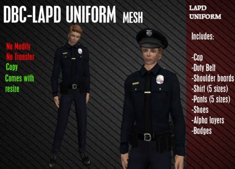 Second Life Marketplace - LAPD Officer Police Cap Cop mesh Los Angeles ...