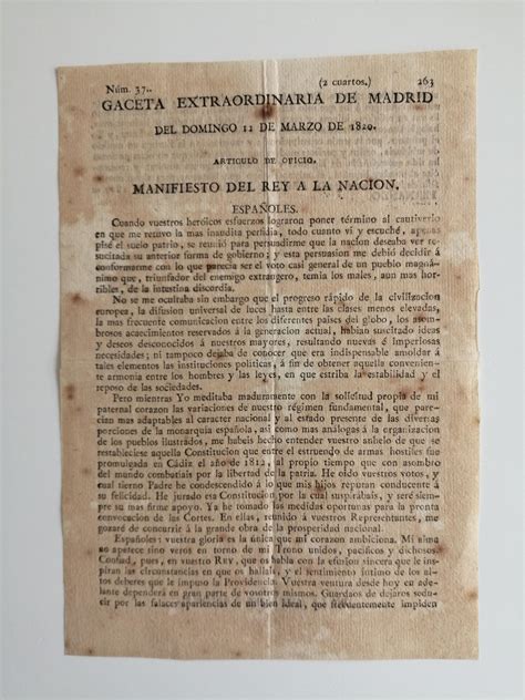 Gaceta Extraordinaria de Madrid del domingo 12 de marzo de 1820 Núm 37