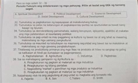 Para Sa Mga Aytem Panutotukuyin Ang Studyx