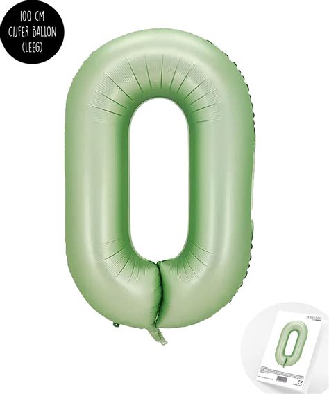 Cijfer Helium Folie Ballon XXL Jaar Cijfer Olive Groen Satijn Nude Bol