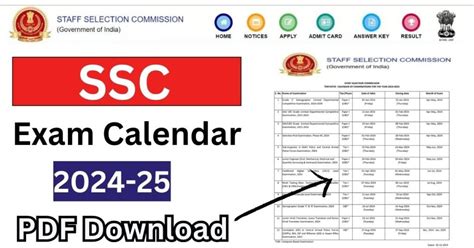 Ssc Calendar 2024 25 Out Ssc Exams 2024 Ssc Cgl Chsl Mts Exam
