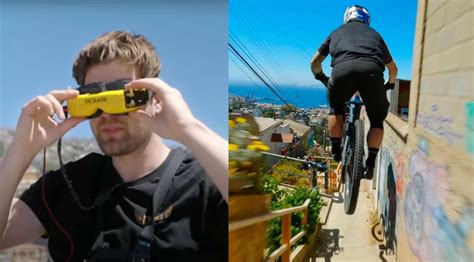 FPV Racing Drone Follows Mountain Biker In Valparaíso