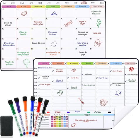 Poprun Calendrier Frigo Tableau Blanc Planificateur Auto Adh Sif Pour