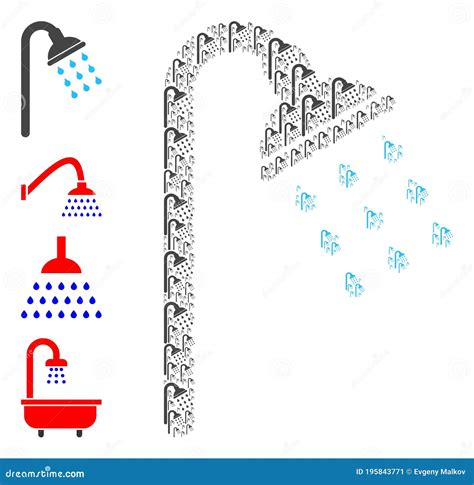 Shower Stream Recursive Collage Of Self Icons Stock Vector