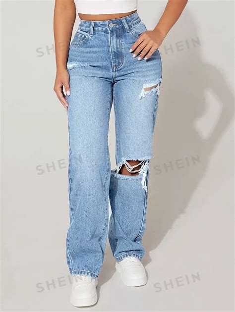 High Waist Ripped Straight Leg Jeans Artofit