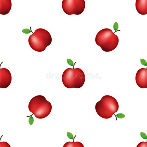 Apples Seamless Pattern Vector Illustration On White Background Stock