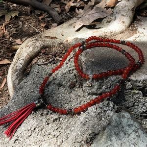 CARNELIAN GARNET Mala Beads With RED Suede Tassel 108 Bead Etsy