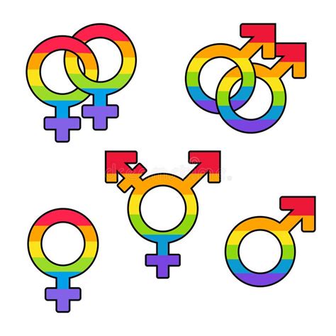 Gender Symbols In Pride Rainbow Colors Stock Vector Illustration Of