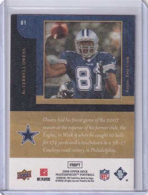 Terrell Owens Upper Deck Masterpieces Football Card Ebay