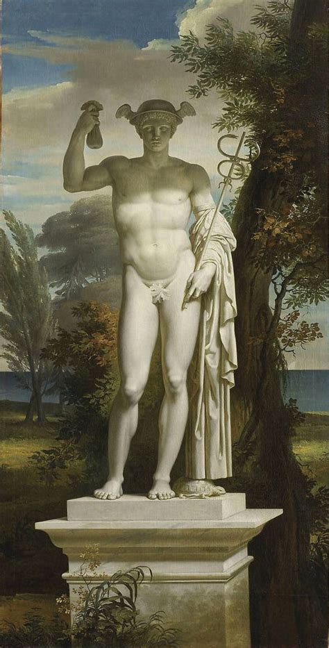 Charles Meynier Statue Of Mercury In A Landscape Mercurio