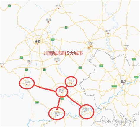 川南城市群5大城市城区面积比较：内江、自贡、宜宾、泸州、乐山 知乎