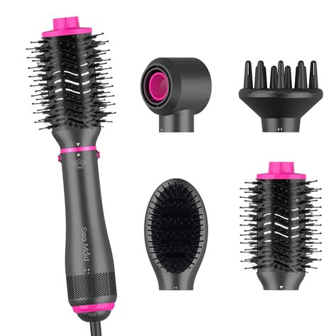 4 In 1 Hair Dryer Styler And Volumizer Hair Curler Straightener Blow Dryer Brush Rotating Blow