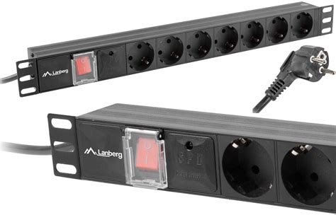 LISTWA ZASILAJĄCA RACK PDU 19 Lanberg 1U 16A 7X SCHUKO 2M CZARNA