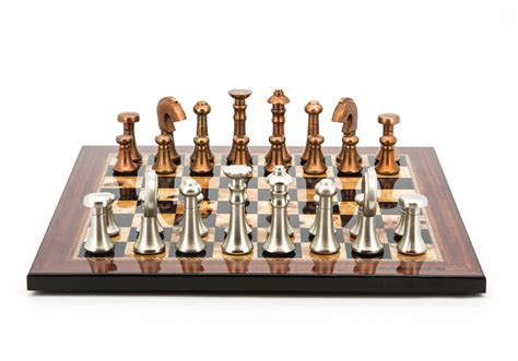 Dal Rossi Italy Chess Set Flat Walnut Shiny Finish Board Cm With