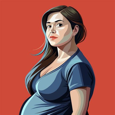 Premium Vector A Drawing Of A Pregnant Woman With A Red Background