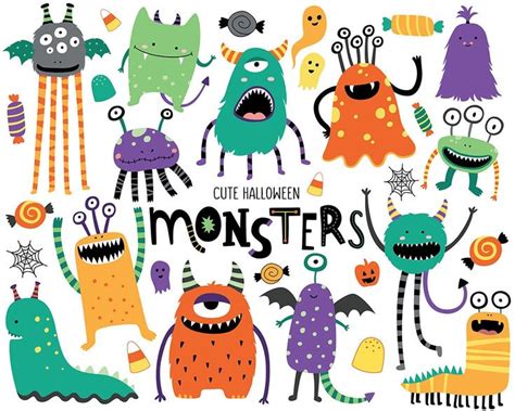 Halloween Monsters Clipart Cute Halloween Clip Art Monster | Etsy in 2022 | Monster clipart ...