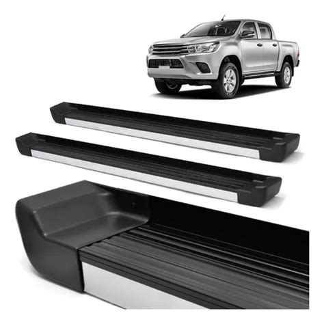 Estribo Preto Fosco C Lateral Inox Hilux Cabine Dupla 2019