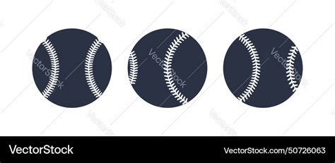 Baseball Balls Set Of Softballs Outline Royalty Free Vector