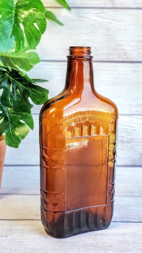 Rare Vintage Brown Amber Glass Bottle D126 56 54 Whiskey Etsy