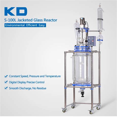 20l Laboratory Double Glass Lined Reactor With Condenser With Teflon Seal Agitator For