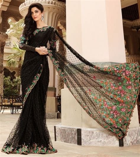 Black Maria B Pakistani style Saree Pakistani Dress Design, Pakistani ...