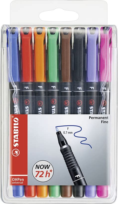 Stabilo OHPen Pack De 8 Marqueurs Permanents Pointe Fine Trait 0 7