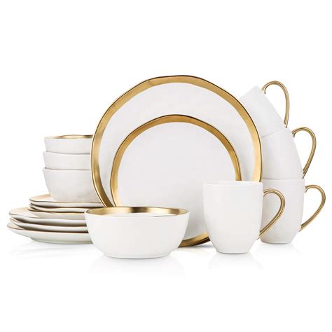 Stone Lain Porcelain 16 Piece Dinnerware Set Service For 4 White And