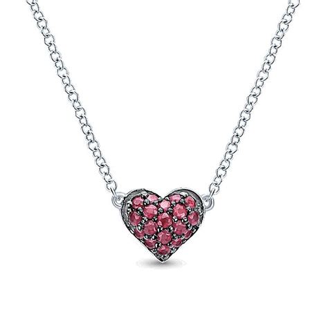 925 Sterling Silver Ruby Pave Heart Pendant Necklace Shop 925 Silver