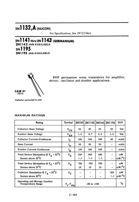 N Datasheet Pnp Germanium Mesa Transistors