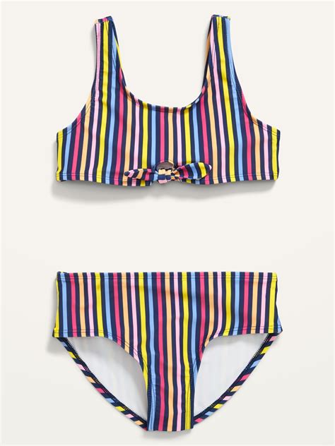 Printed Tie Front Bikini Swim Set For Girls Old Navy