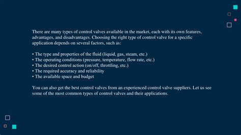 PPT - DIFFERENT TYPES OF CONTROL VALVES AND THEIR APPLICATIONS ...