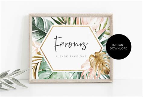 Favor Sign Printable Favor Sign Template Tropical Favors | Etsy