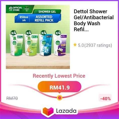 Dettol Shower Gelantibacterial Body Wash Refill Pouch 850ml X 4