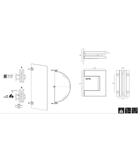 Set de 2 Charnières hydrauliques pour porte en verre Charnière in