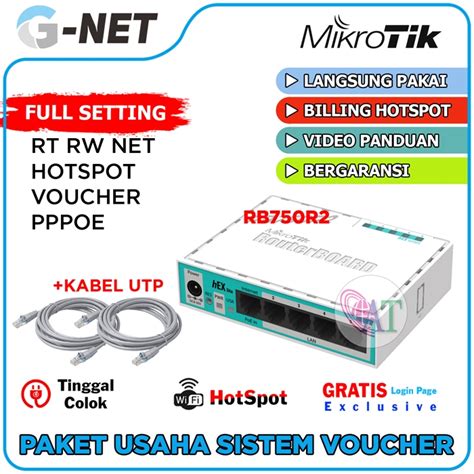 Jual Paket Sistem Voucher Hotspot Wifi Mikrotik RB750R2 Plus Setting