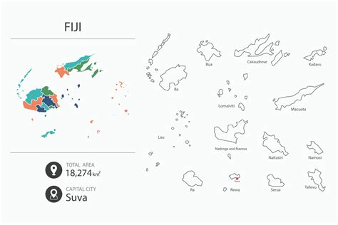 Mapa De Fiji Con Mapa Detallado Del País Elementos Del Mapa De