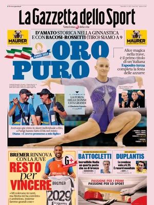 Inter Le Prime Pagine Dei Quotidiani Sportivi Di Oggi Agosto