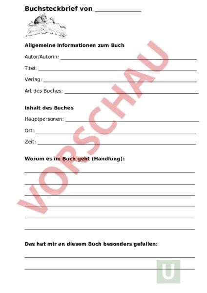 Arbeitsblatt Steckbrief Eines Buches Antike Sprachen Lesen Literatur