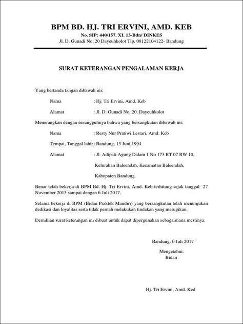 Contoh Surat Keterangan Kerja Di Klinik Yang Benar Surat Lamaran