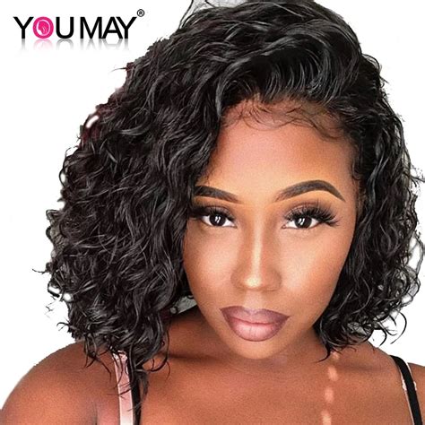 Curly Full Lace Human Hair Wigs 130 Density Short Bob Wig Brazilian