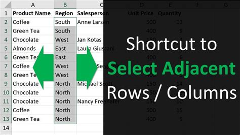 Excel Shortcut To Select Rows Or Columns With Blanks Cells By Moving